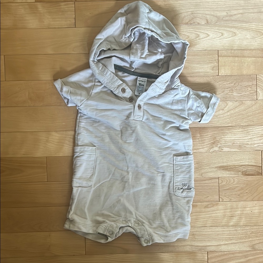 Carter's Cream Hooded Romper